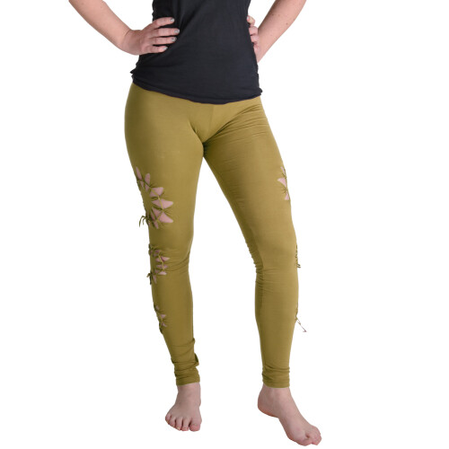 Vishes Leggings Hose Cutwork Goa Hose Elfen olivegrün 40