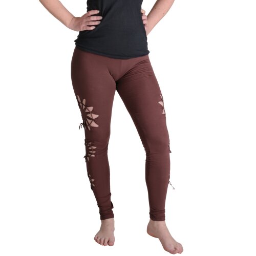 Vishes Leggings Hose Cutwork Goa Hose Elfen braun 38