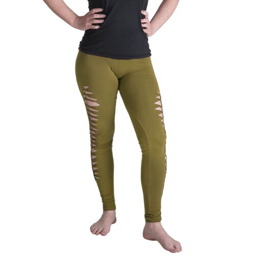 Vishes Leggings Hose Cutwork Goa Hose Elfen olivegrün 48