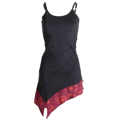 Vishes asymmetrisches Sommerkleid aus leichtem Jerseystoff schwarz-rot 36