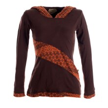 Vishes Sweater im Lagenlook mit Zipfelkapuze braun 40