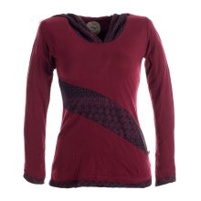 Vishes Sweater im Lagenlook mit Zipfelkapuze dunkelrot 32