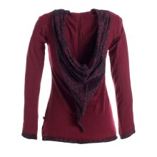 Vishes Sweater im Lagenlook mit Zipfelkapuze dunkelrot 38