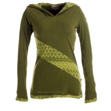 Vishes Sweater im Lagenlook mit Zipfelkapuze olive 36