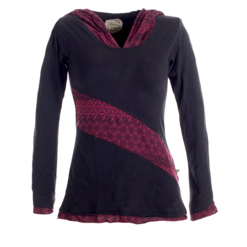 Vishes Sweater im Lagenlook mit Zipfelkapuze schwarz 38