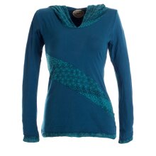 Vishes Sweater im Lagenlook mit Zipfelkapuze türkis 46