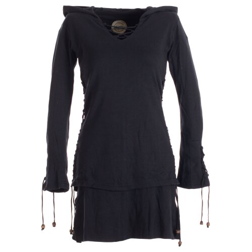 Vishes Kleid lagenlook Kleid mit Zipfelkapuze schwarz 42