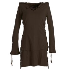 Vishes Kleid lagenlook Kleid mit Zipfelkapuze braun 46