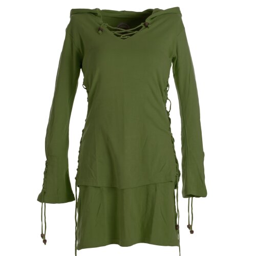 Vishes Kleid lagenlook Kleid mit Zipfelkapuze olivegrün 42
