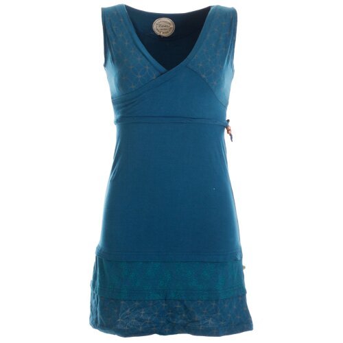 Vishes Kurzes ärmelloses mini Sommerkleid bedruckt - Tunika Türkis 40-42