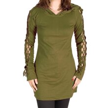 Vishes Einfarbiges Langarm Baumwoll Hoodie-Kleid mit...