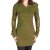 Vishes Einfarbiges Langarm Baumwoll Hoodie-Kleid mit geschnürten Ärmeln olive 40/42
