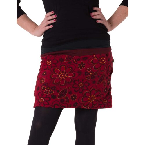 Vishes Warmer Fleece Rock mit aufgestickten Blumen rot 36