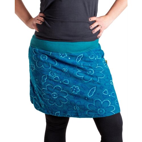 Vishes Warmer Fleece Rock mit aufgestickten Blumen türkis 44