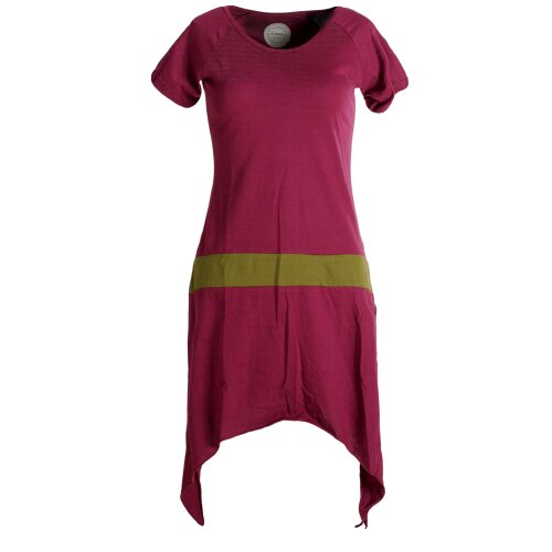 Vishes Einfaches Zipfelkleid mit kurzen Ärmeln aus Biobaumwolle dunkelrot 42