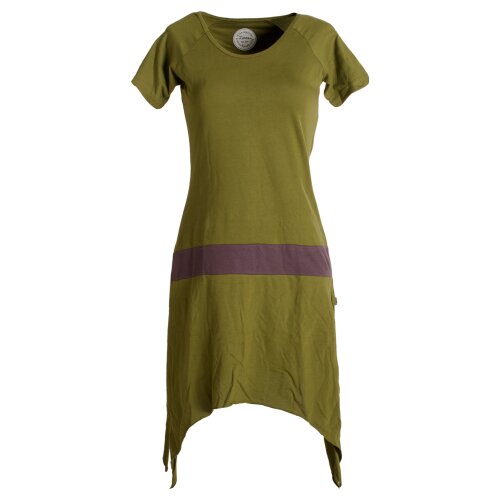 Vishes Einfaches Zipfelkleid mit kurzen Ärmeln aus Biobaumwolle olive 44