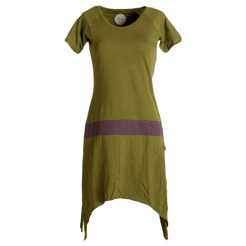 Vishes Einfaches Zipfelkleid mit kurzen Ärmeln aus Biobaumwolle olive 50