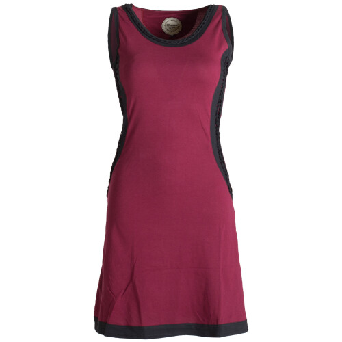 Vishes Ärmelloses Kleid aus Biobaumwolle mit geflochtenen Einsätzen dunkelrot 46