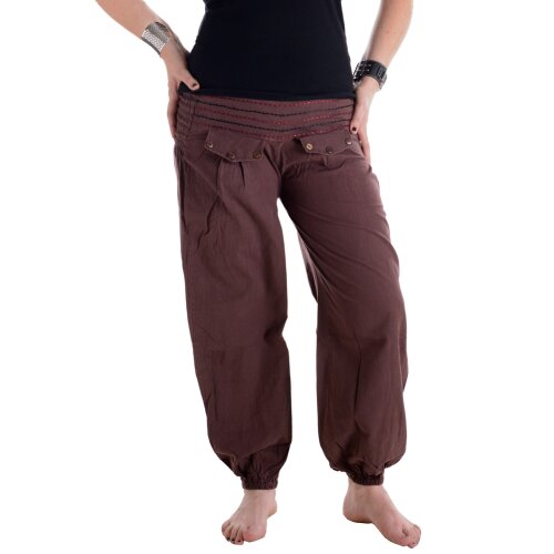 Vishes Pludrige Sommer Damen Chino Haremshose aus Baumwolle braun 38-42