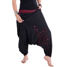 Vishes Baumwoll Haremshose mit Blumenstickerei und Taschen