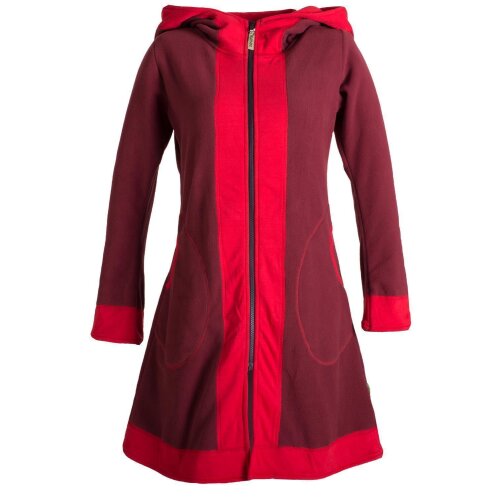 Vishes Weicher Eco Fleecemantel für den Übergang mit großen abgesetztenTaschen dunkelrot 44