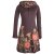 Vishes Langärmliges Blumenkleid aus Baumwolle mit Kapuzenschalkragen braun 46