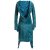 Vishes Ausgefallener Elfen Zipfel Samtmantel mit großen aufgenähten Taschen und extra großer Cape Kapuze türkis 40-42