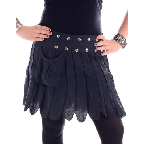 Vishes Zweifarbig gestreifter Patchwork Wickel Rock - größenverstellbar mit Druckknöpfen - mit Tasche schwarz