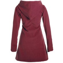 Vishes Einfarbiger Eco Fleecemantel mit Kapuze dunkelrot 36