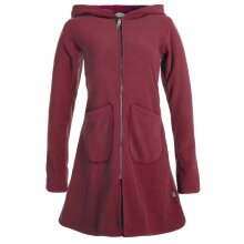 Vishes Einfarbiger Eco Fleecemantel mit Kapuze dunkelrot 44