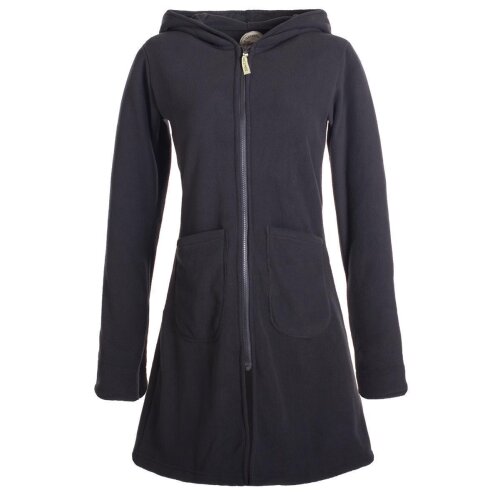 Vishes Einfarbiger Eco Fleecemantel mit Kapuze schwarz 46