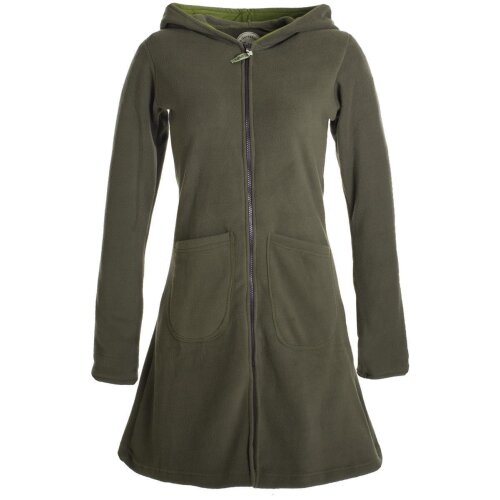 Vishes Einfarbiger Eco Fleecemantel mit Kapuze olive 38