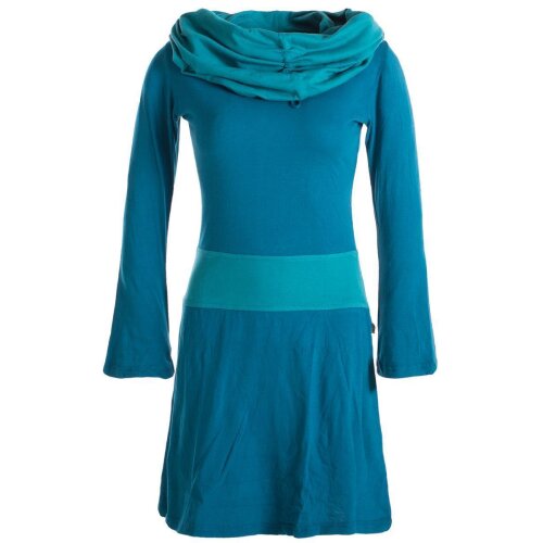 Vishes Langärmliges Baumwoll Hoodie Kleid mit großem Schalkragen