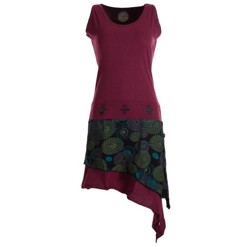 Vishes Ärmelloses asymmetrisches Lagenlook Zipfelkleid dunkelrot 44