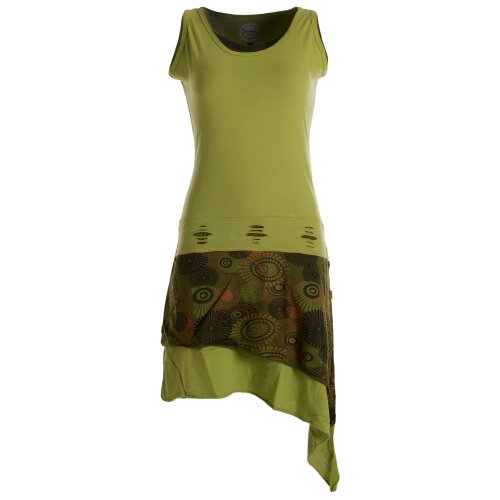 Vishes Ärmelloses asymmetrisches Lagenlook Zipfelkleid hellgrün 48