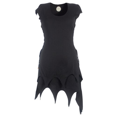 Vishes Ärmellose Zipfeltunika im Lagenlook mit seitlicher Schnürung aus Biobaumwolle schwarz uni 40