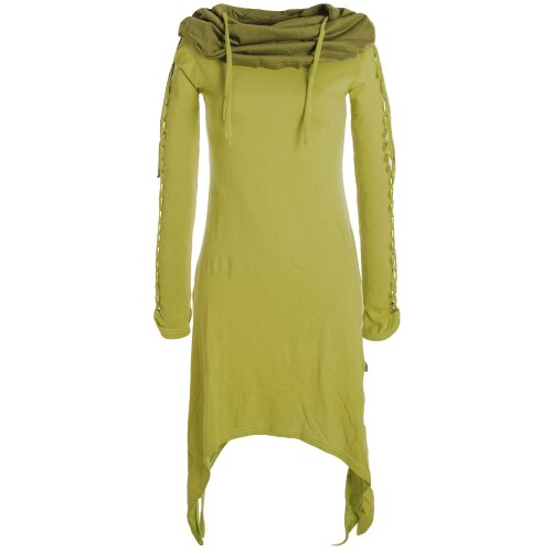 Vishes Zweifarbiges langarm Elfen Zipfelkleid aus Biobaumwolle mit Schalkragen hellgrün 44