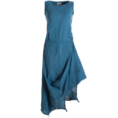 Vishes Ärmelloses lagenlook Kleid aus Baumwolle zum Hochbinden türkis 42