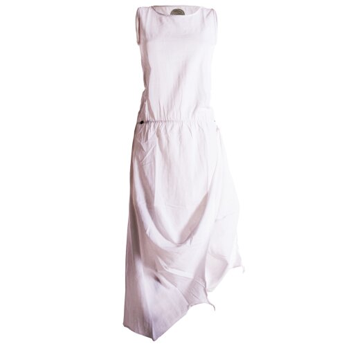Vishes Ärmelloses lagenlook Kleid aus Baumwolle zum Hochbinden weiß 36
