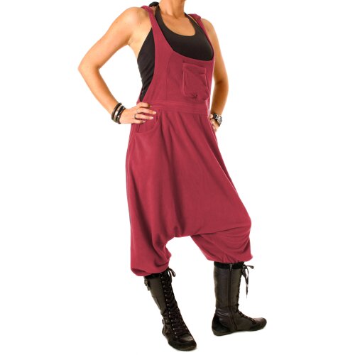 Vishes Warme Damen Fleece Thermo Latzhose Haremshose dunkelrot 40/42