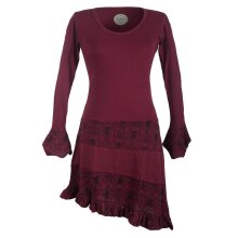 Vishes Asymmetrisches Lagenlook Langarm Baumwollkleid mit...