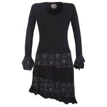 Vishes Asymmetrisches Lagenlook Langarm Baumwollkleid mit...