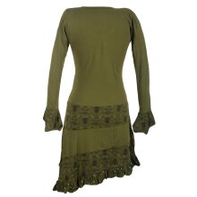 Vishes Asymmetrisches Lagenlook Langarm Baumwollkleid mit...