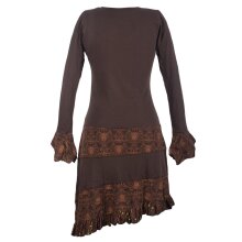 Vishes Asymmetrisches Lagenlook Langarm Baumwollkleid mit...