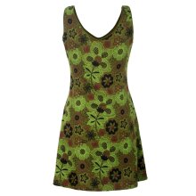 Vishes Ärmelloses Blumenkleid aus Baumwolle mit Taschen