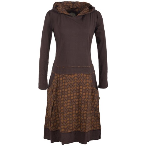 Vishes Gepunktetes Damen Hoodie Kleid mit Zipfelkapuze braun 38-40