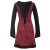Vishes Langarm Baumwollkleid mit Zipfelkapuze und Taschen dunkelrot 38