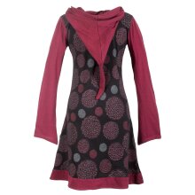 Vishes Langarm Baumwollkleid mit Zipfelkapuze und Taschen...