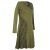 Vishes Asymmetrisches Damen Lagenlook Kleid Baumwolle mit Spitze bedruckt olive 46