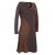 Vishes Asymmetrisches Damen Lagenlook Kleid Baumwolle mit Spitze bedruckt braun 50-52